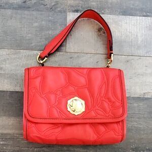 Draper James Red Quilted Vegan Leather Handbag, Gold Horsebit/Hardware, LIKE NEW